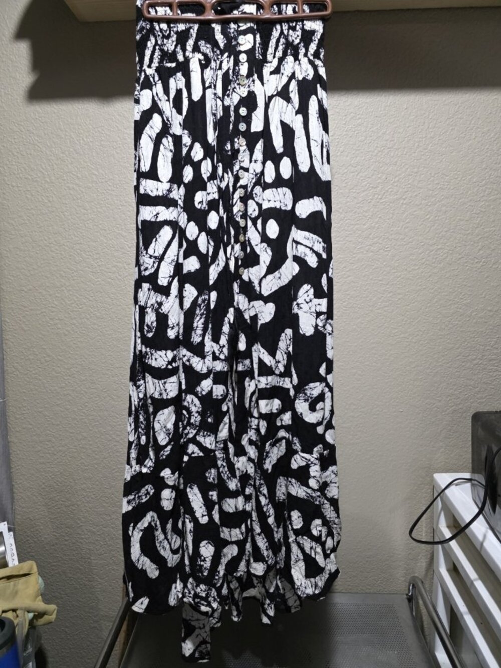 Haute Hippie Black Cream Patterned Boho Flowy Maxi Skirt Women Small Whimsical